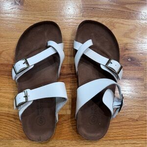 White Mountain White and Brown Sandals